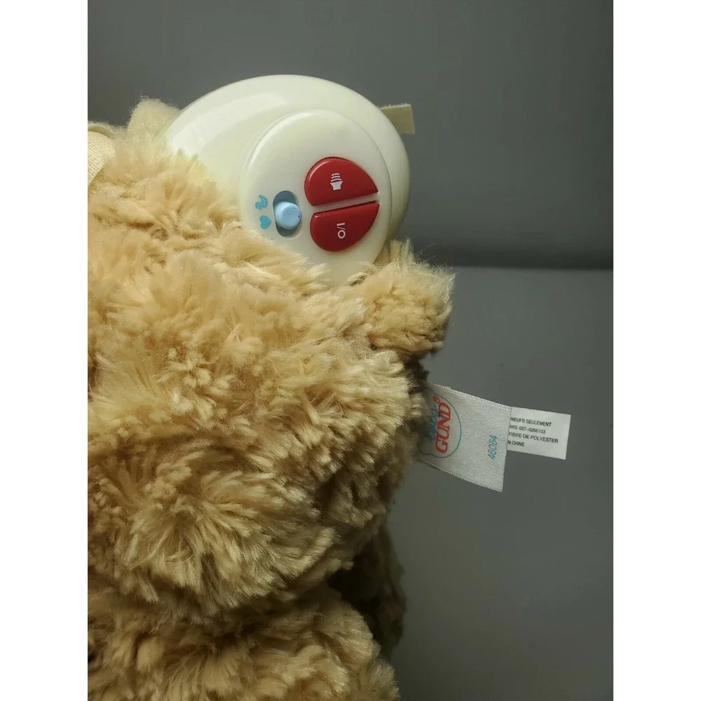 Gund Baby Beginnings Teddy Plush cream tan brown heart Fluffy stitched‎